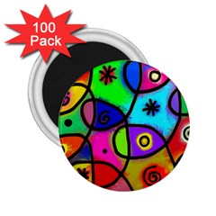 Digitally Painted Colourful Abstract Whimsical Shape Pattern 2 25  Magnets (100 Pack)  by BangZart