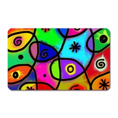 Digitally Painted Colourful Abstract Whimsical Shape Pattern Magnet (rectangular) by BangZart