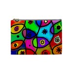 Digitally Painted Colourful Abstract Whimsical Shape Pattern Cosmetic Bag (Medium)  Front