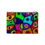 Digitally Painted Colourful Abstract Whimsical Shape Pattern Cosmetic Bag (Medium)  Back