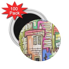 A Village Drawn In A Doodle Style 2 25  Magnets (100 Pack)  by BangZart