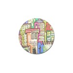 A Village Drawn In A Doodle Style Golf Ball Marker Front