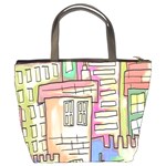 A Village Drawn In A Doodle Style Bucket Bags Back