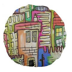 A Village Drawn In A Doodle Style Large 18  Premium Round Cushions