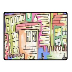 A Village Drawn In A Doodle Style Double Sided Fleece Blanket (small) 