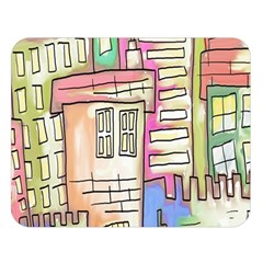 A Village Drawn In A Doodle Style Double Sided Flano Blanket (large)  by BangZart