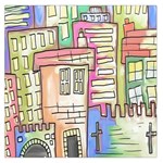 A Village Drawn In A Doodle Style Large Satin Scarf (Square) Front