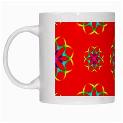 Rainbow Colors Geometric Circles Seamless Pattern On Red Background White Mugs