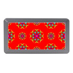 Rainbow Colors Geometric Circles Seamless Pattern On Red Background Memory Card Reader (mini) by BangZart