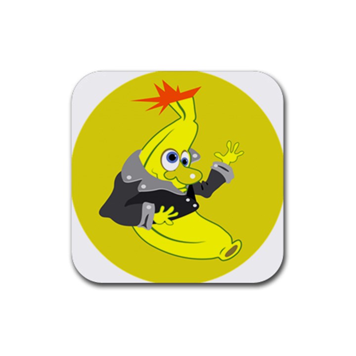 Funny Cartoon Punk Banana Illustration Rubber Coaster (Square) 