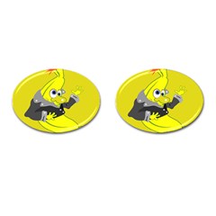 Funny Cartoon Punk Banana Illustration Cufflinks (oval)