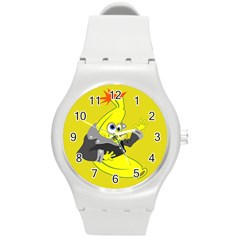 Funny Cartoon Punk Banana Illustration Round Plastic Sport Watch (m) by BangZart