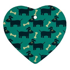 Happy Dogs Animals Pattern Heart Ornament (two Sides) by BangZart