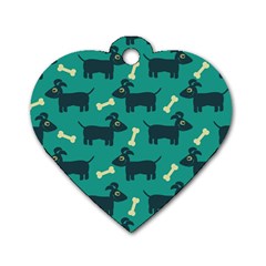 Happy Dogs Animals Pattern Dog Tag Heart (one Side) by BangZart