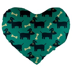 Happy Dogs Animals Pattern Large 19  Premium Flano Heart Shape Cushions