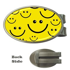 Digitally Created Yellow Happy Smile  Face Wallpaper Money Clips (oval)  by BangZart