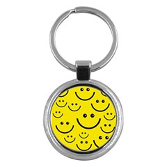 Digitally Created Yellow Happy Smile  Face Wallpaper Key Chains (round)  by BangZart