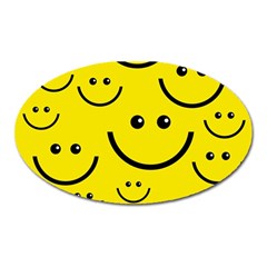 Digitally Created Yellow Happy Smile  Face Wallpaper Oval Magnet by BangZart