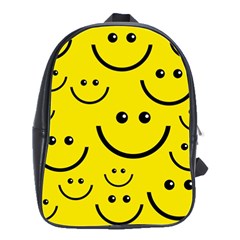 Digitally Created Yellow Happy Smile  Face Wallpaper School Bags(large) 