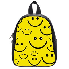 Digitally Created Yellow Happy Smile  Face Wallpaper School Bags (small)  by BangZart