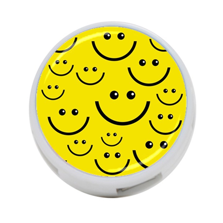 Digitally Created Yellow Happy Smile  Face Wallpaper 4-Port USB Hub (One Side)