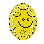 Digitally Created Yellow Happy Smile  Face Wallpaper Oval Filigree Ornament (Two Sides) Back