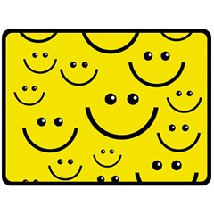 Digitally Created Yellow Happy Smile  Face Wallpaper Double Sided Fleece Blanket (large)  by BangZart