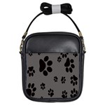 Dog Foodprint Paw Prints Seamless Background And Pattern Girls Sling Bags Front