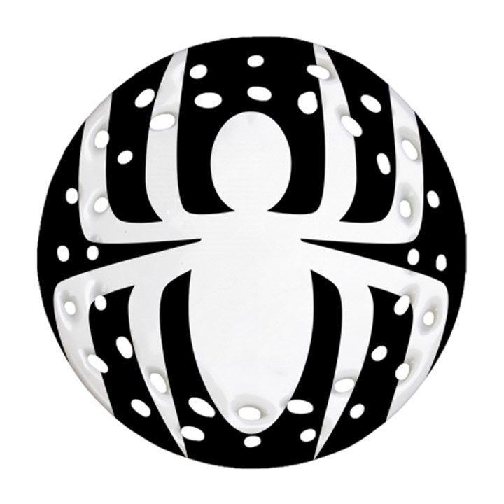 White Spider Round Filigree Ornament (Two Sides)