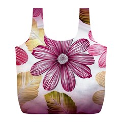 Flower Print Fabric Pattern Texture Full Print Recycle Bags (l) 