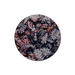 Leaf Leaves Autumn Fall Brown Rubber Coaster (round)  by BangZart
