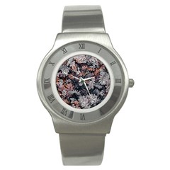 Leaf Leaves Autumn Fall Brown Stainless Steel Watch by BangZart