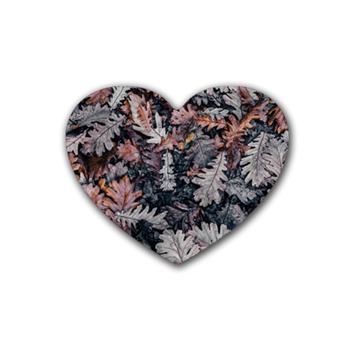 Leaf Leaves Autumn Fall Brown Heart Coaster (4 pack) 