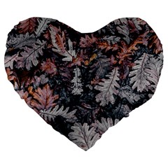 Leaf Leaves Autumn Fall Brown Large 19  Premium Heart Shape Cushions