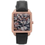 Leaf Leaves Autumn Fall Brown Rose Gold Leather Watch  Front