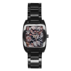 Leaf Leaves Autumn Fall Brown Stainless Steel Barrel Watch