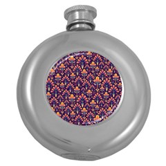Abstract Background Floral Pattern Round Hip Flask (5 Oz) by BangZart