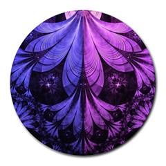 Beautiful Lilac Fractal Feathers Of The Starling Round Mousepads by jayaprime