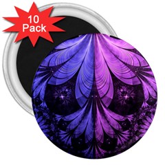 Beautiful Lilac Fractal Feathers Of The Starling 3  Magnets (10 Pack)  by jayaprime