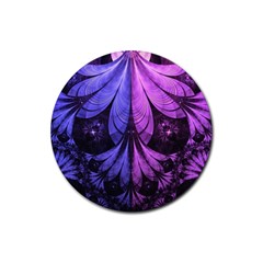 Beautiful Lilac Fractal Feathers Of The Starling Rubber Round Coaster (4 Pack)  by jayaprime