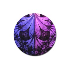 Beautiful Lilac Fractal Feathers Of The Starling Magnet 3  (round) by jayaprime