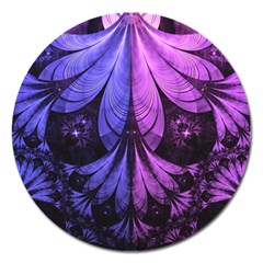 Beautiful Lilac Fractal Feathers Of The Starling Magnet 5  (round) by jayaprime