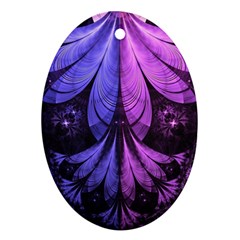 Beautiful Lilac Fractal Feathers Of The Starling Oval Ornament (two Sides) by jayaprime