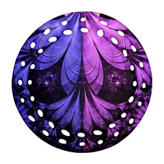 Beautiful Lilac Fractal Feathers Of The Starling Ornament (round Filigree) by jayaprime