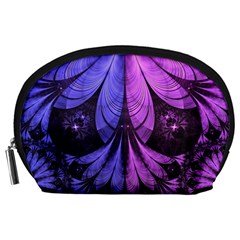 Beautiful Lilac Fractal Feathers Of The Starling Accessory Pouches (large)  by jayaprime