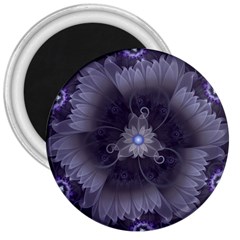 Amazing Fractal Triskelion Purple Passion Flower 3  Magnets by jayaprime