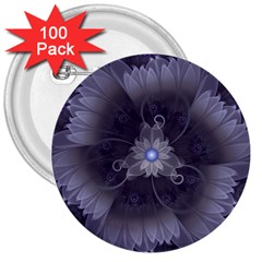 Amazing Fractal Triskelion Purple Passion Flower 3  Buttons (100 Pack)  by jayaprime