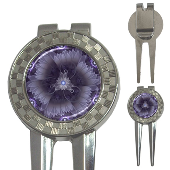 Amazing Fractal Triskelion Purple Passion Flower 3-in-1 Golf Divots