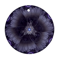 Amazing Fractal Triskelion Purple Passion Flower Round Ornament (two Sides) by jayaprime