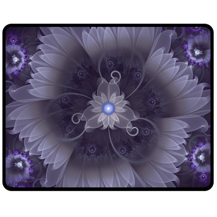 Amazing Fractal Triskelion Purple Passion Flower Fleece Blanket (Medium) 